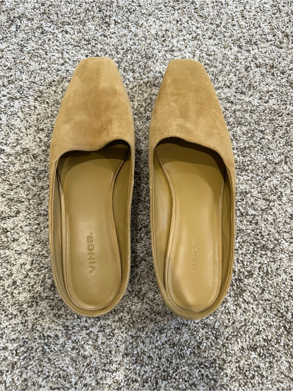 Vince Tan Suede Square Toe Ballet Flats Shoes Size 8